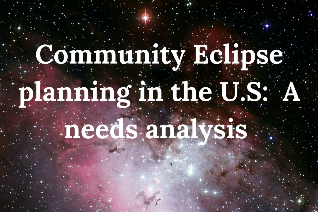 eclipse research, community eclipse planning, Dr Kate Russo, needs analysis