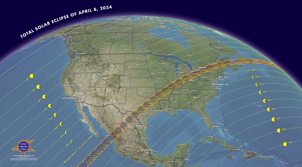 Total Solar Eclipse April 8 2024 Path Map Live Dixie Frannie